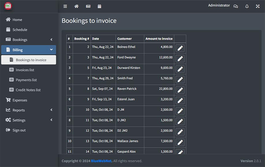 One click billing with HMSEasy